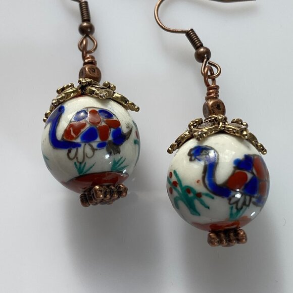 ❤️ Handpainted Ceramic Turtles Earrings - Picture 3 of 15